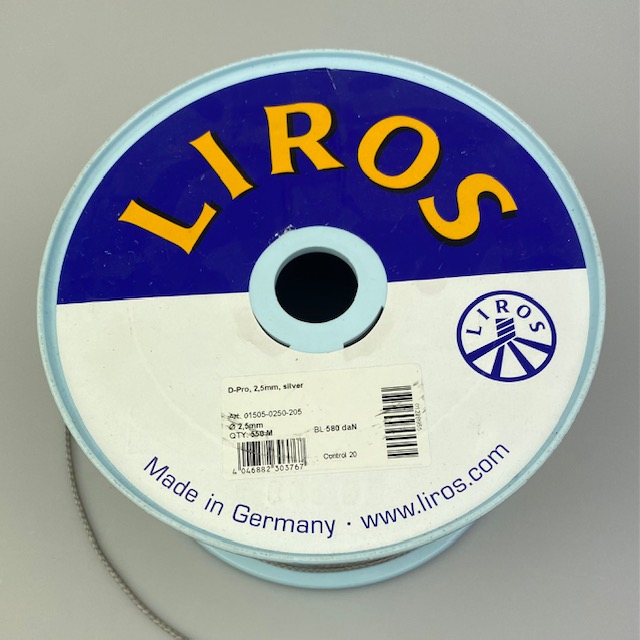 Liros Braided Dyneema Line D-pro 2.5mm silver 580daN