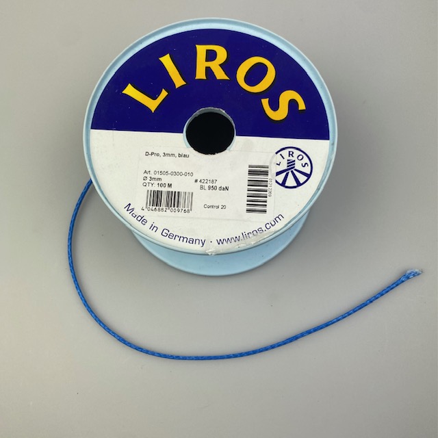 Liros Braided Dyneema Line D-pro 3mm blue 950daN