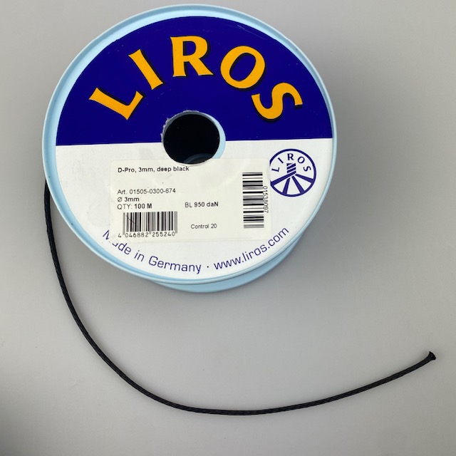 Liros Braided Dyneema Line D-pro 3mm deep black 950daN