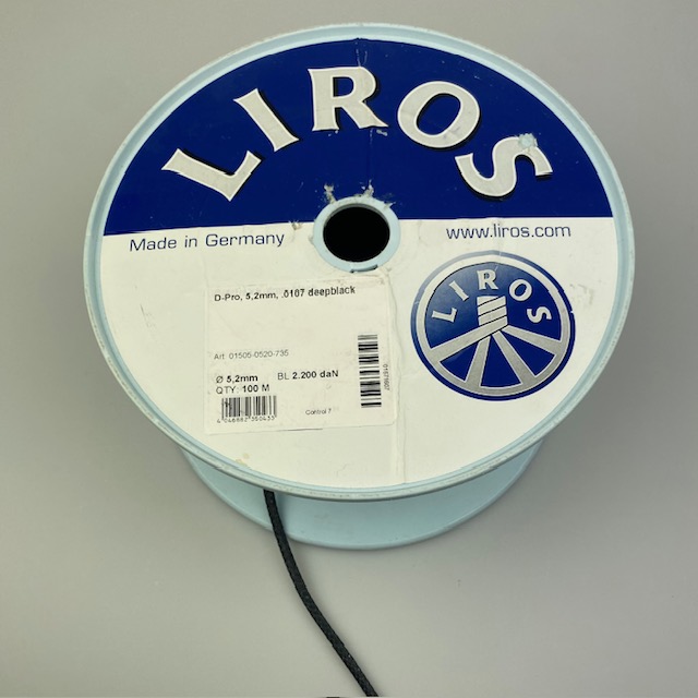 Liros Braided Dyneema Line D-pro 5.2mm waxed deep black 2200daN
