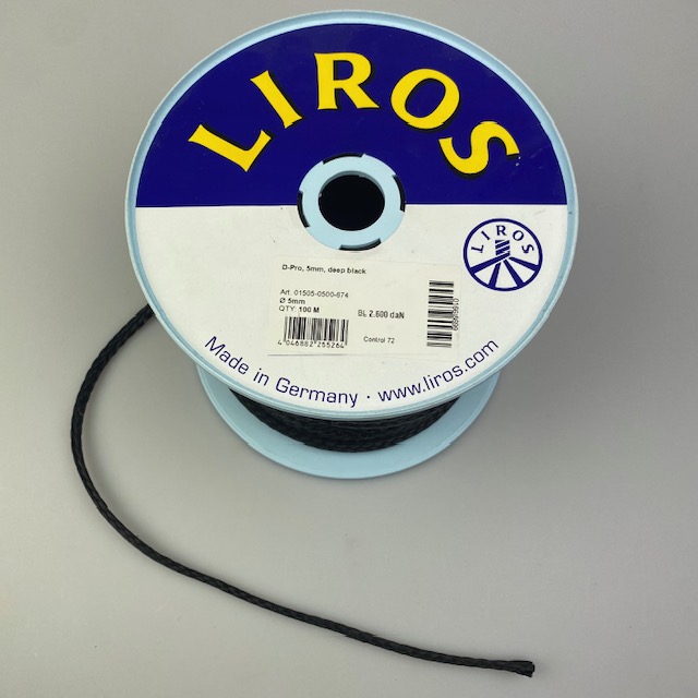 Liros Braided Dyneema Line D-pro 5mm deep black 2600daN